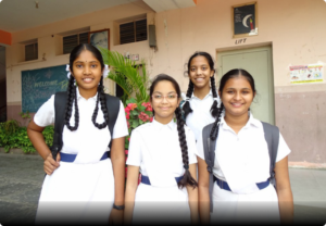 Students outside a building at Vivekananda Residential School